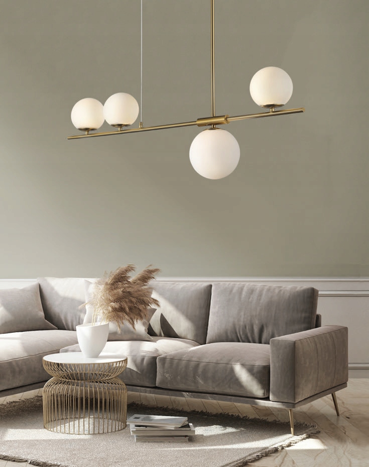 Zlatý trám Santander 4 pro jídelnu kuchyň nad kuchyňským ostrovem, deska stolu