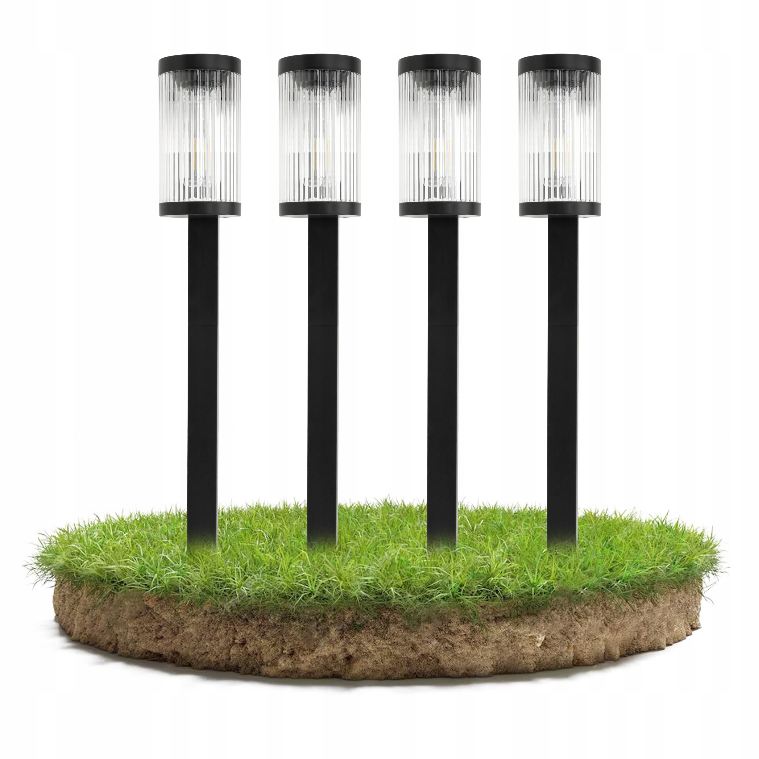 Lampa Ogrodowa Solarna Stojąca Ogrodowa 58cm Zestaw Mocnych Słupków 4x