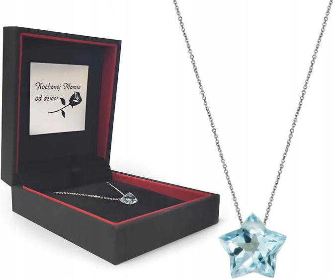 Stříbrný náhrdelník 925 srdce kámen topaz světle modrá elegantní módní dárek