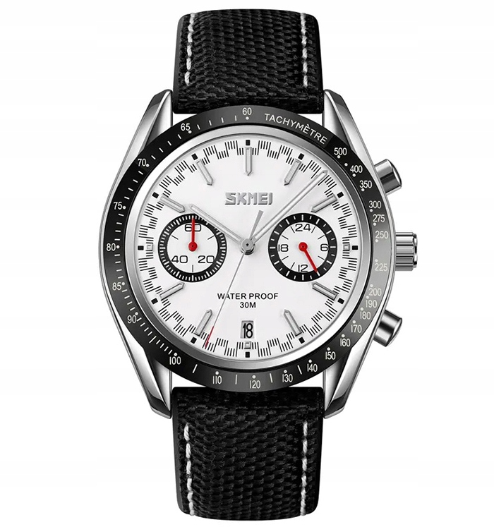 Pánské hodinky Skmei kožený řemínek chronograf