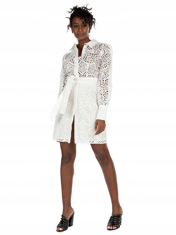 Nikkie Bílá Ažurová Šaty Pásek (34)