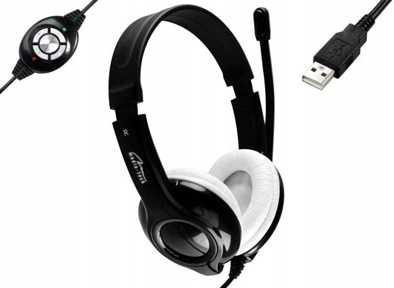 SŁUCHAWKI Z MIKROFONEM DO LAPTOPA KOMPUTERA NA USB Kod producenta Epsilon