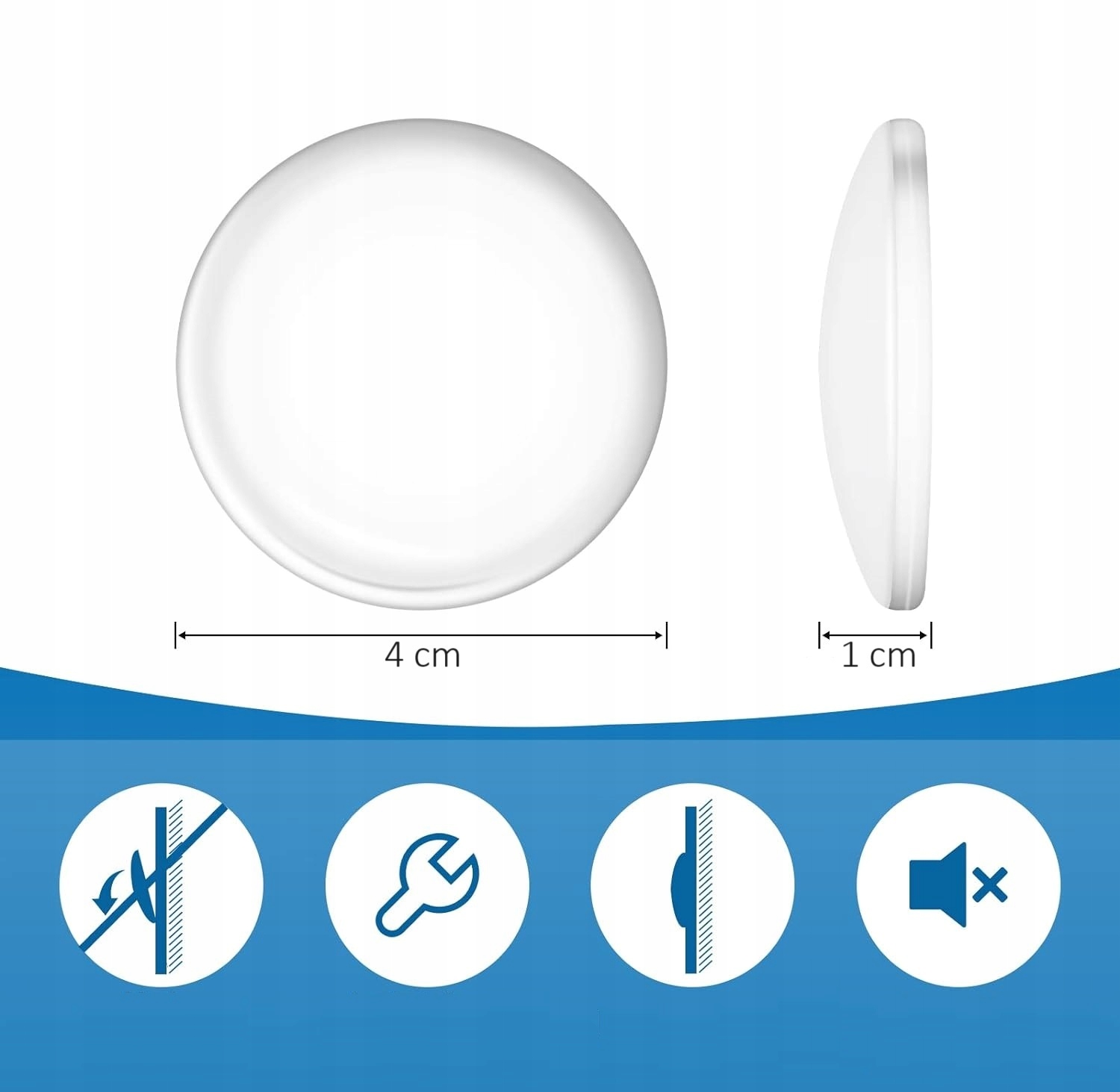 ODBOJNIK ODBÓJ KLAMKI DRZWI SAMOPRZYLEPNY DO ŚCIAN GUMOWY OGRANICZNIK -12 x Kod producenta Odbojnik gumowy biały okrągły