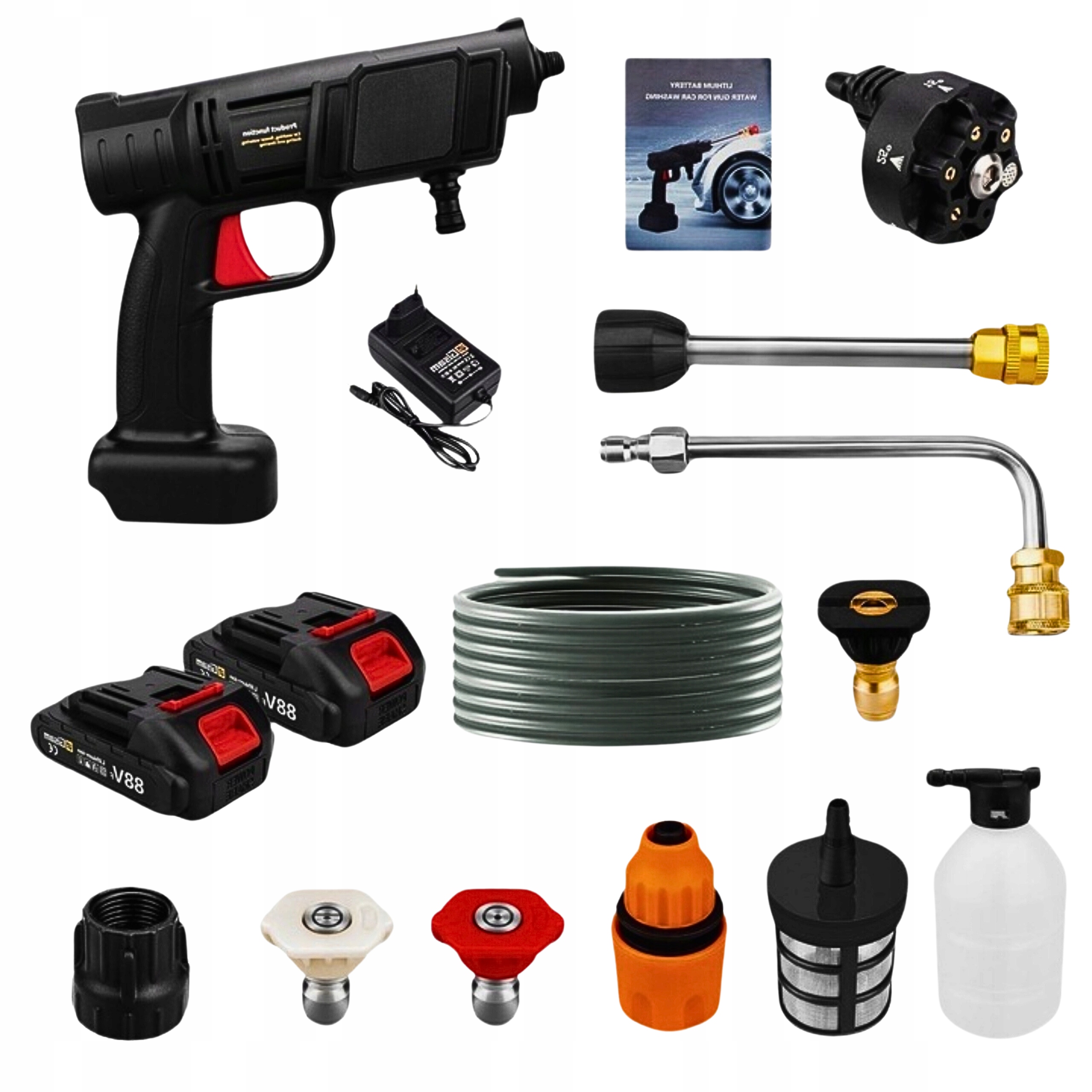 Tlakový čistič Bezdrátový čistič 2x Akumulátorový POŘÁDNÝ 2x Trysky ...