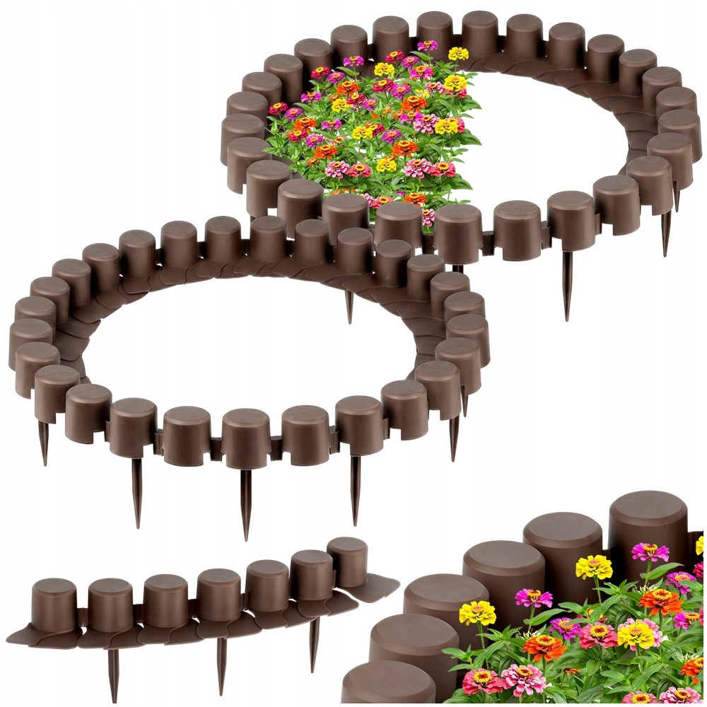 8 x Zahradní palisáda hnědý plot border obrubník trávníku záhony 440 cm