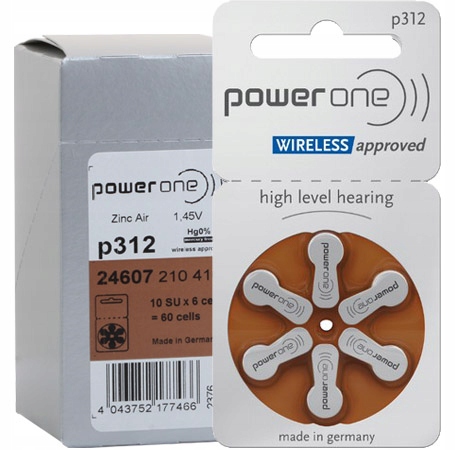 

60x Power One 312 Baterie do aparatów słuchowych