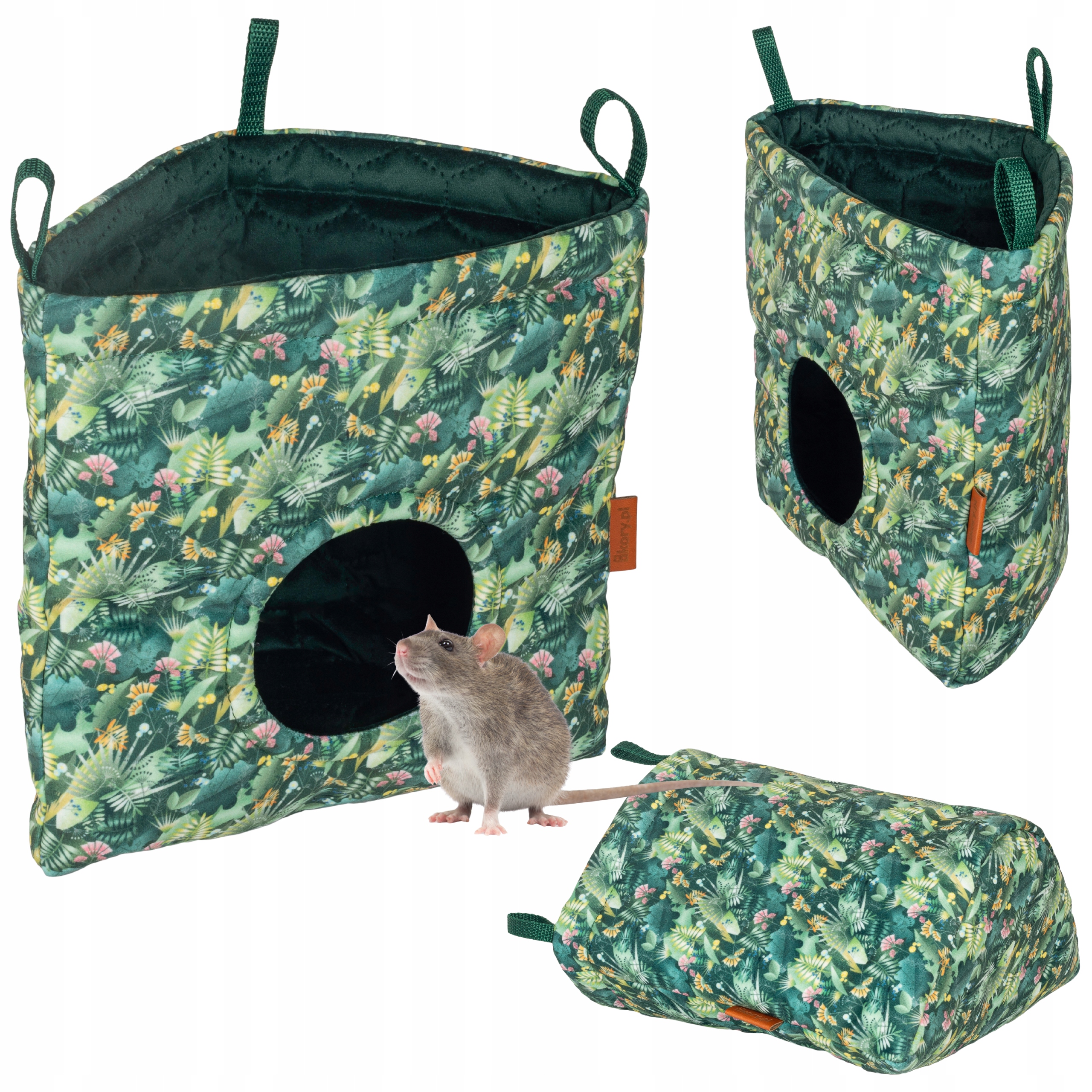 Levně Pásek Pro Králíka Rohový Zelený Prasátka Činčily Látkový 23x17 cm