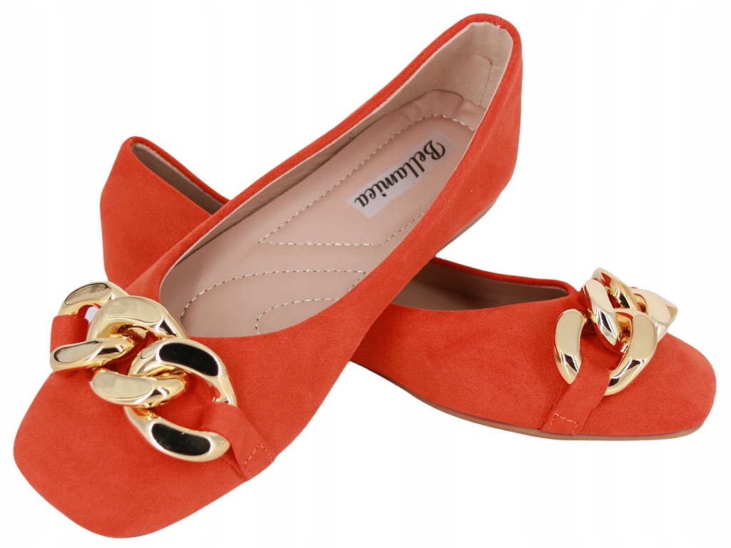 

Baleriny Łańcuch Buty Zamsz Pomarańcz Z_G7 40