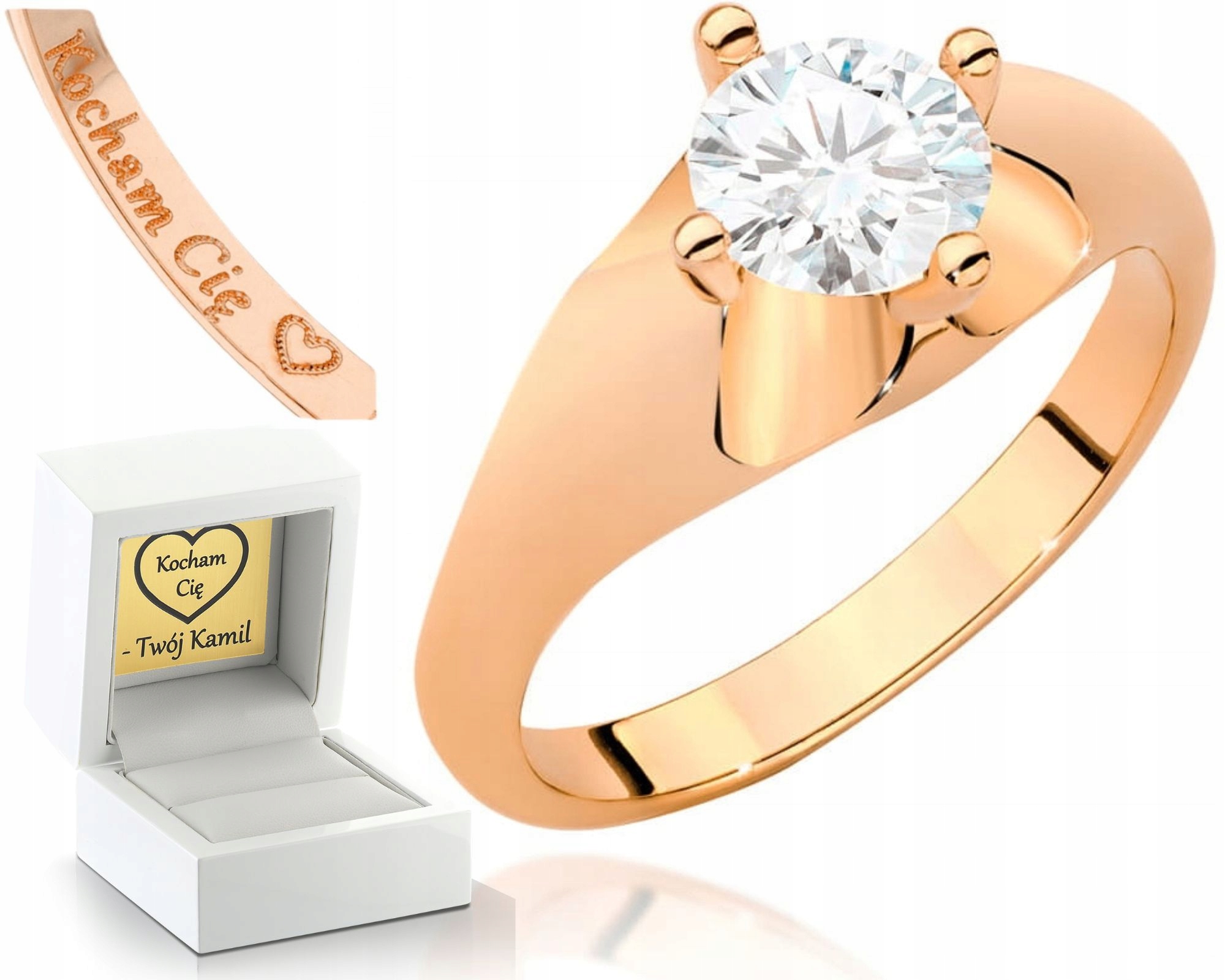 Růžové Zlato Prstýnek S Briliantem 585 Gravírování