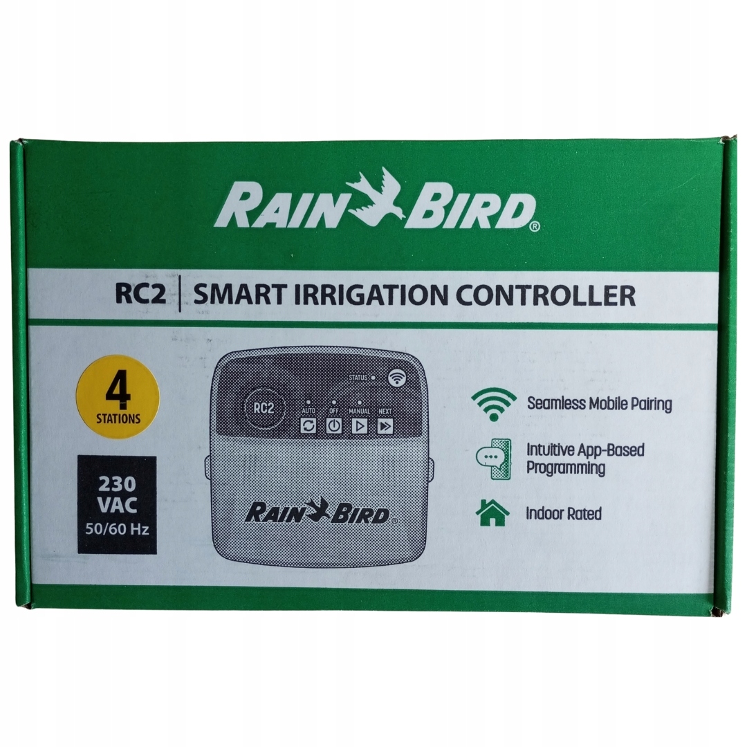 Regulátor zavlažovania Rain Bird Rc 2 na 4 sekundy, vnútorný s Wi-Fi