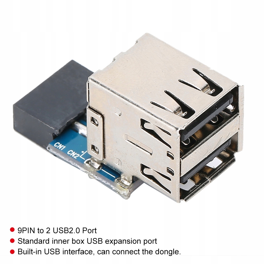 Przedłużacz 9PIN do 2 Portów USB 2.0 do Sprzętu Komputerowego