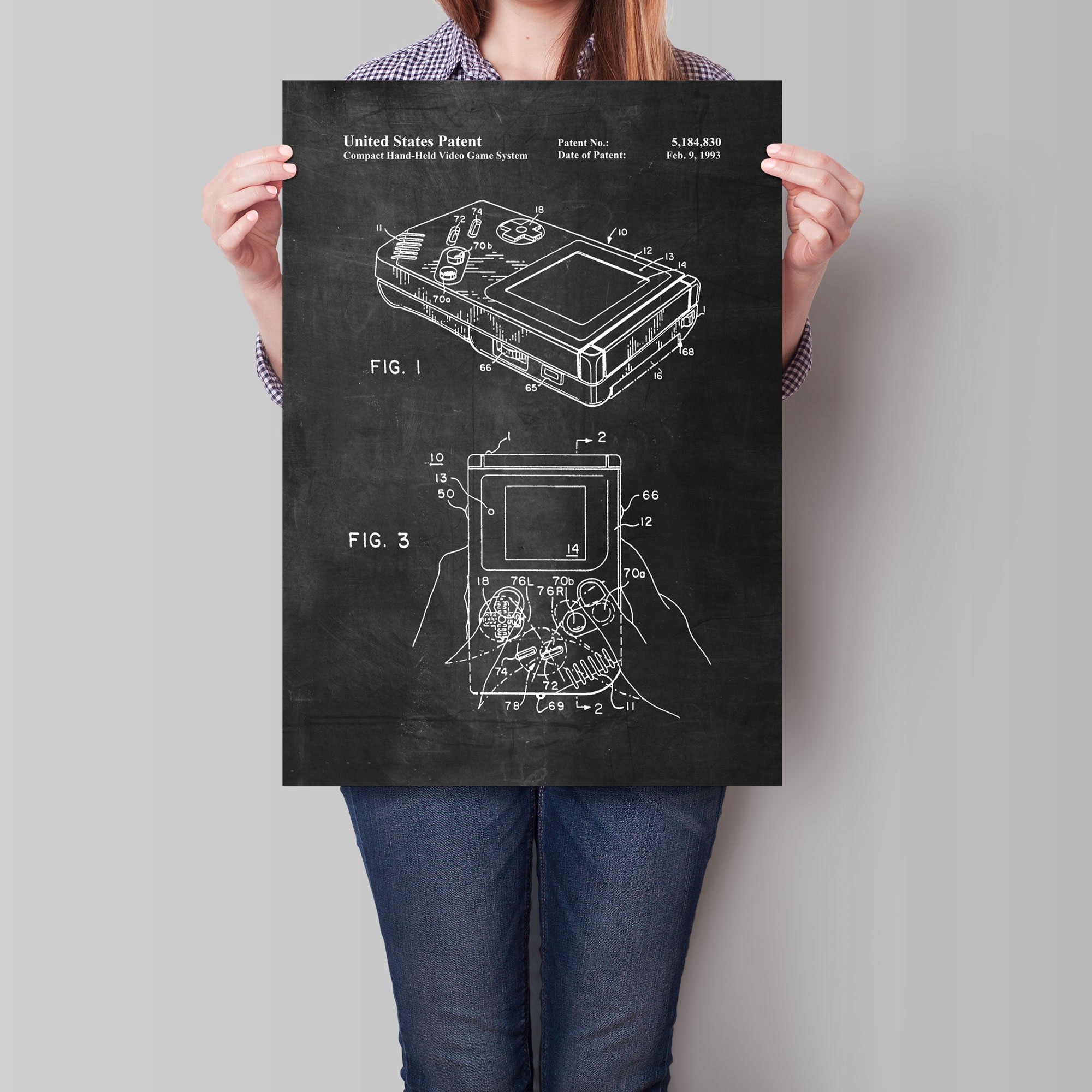 Plakat Gameboy Kosola US Patent Blueprint Retro Gaming Room Poster Marka inna