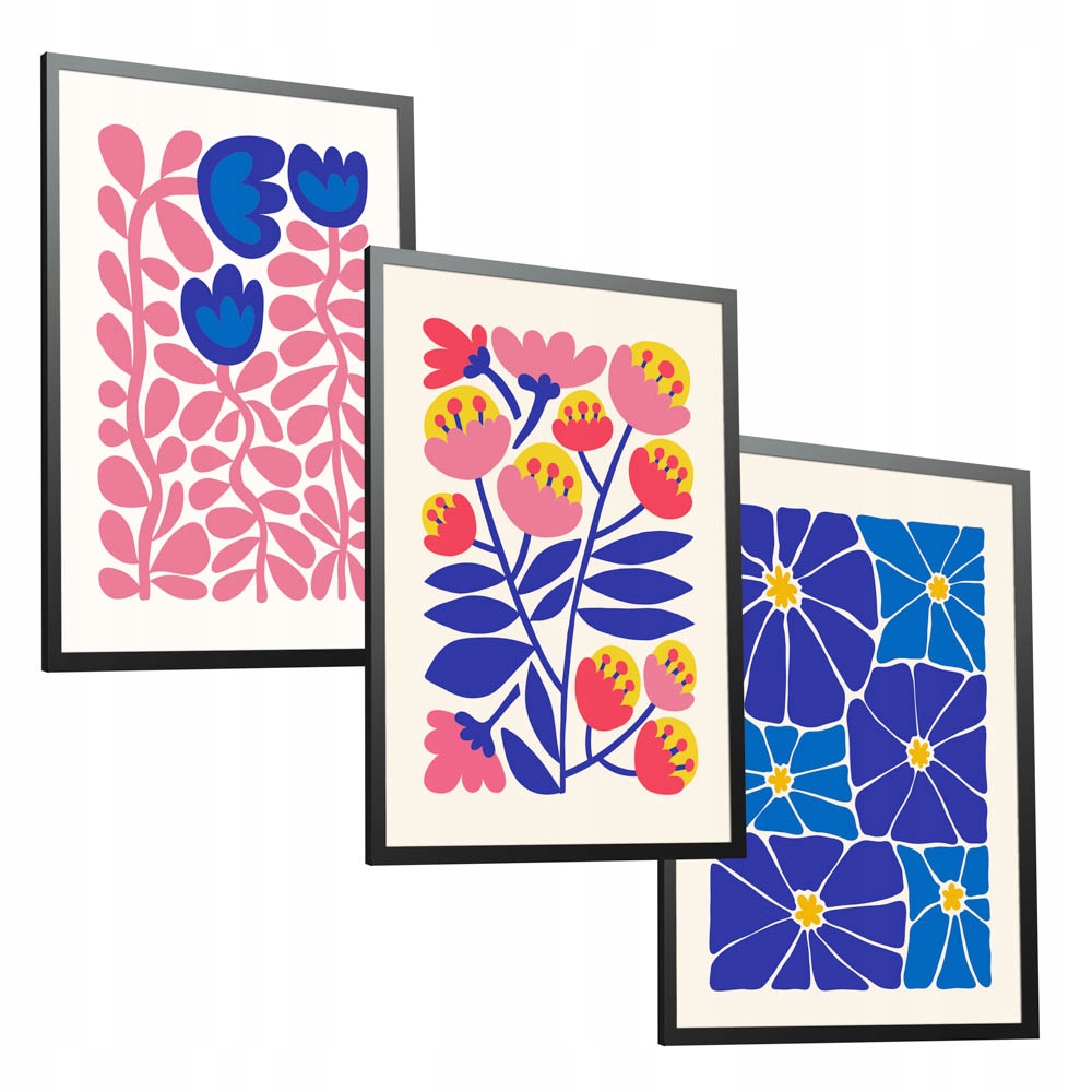 Abstraktní barevné květiny č. 3 moderní sada 3 plakátů 70x100