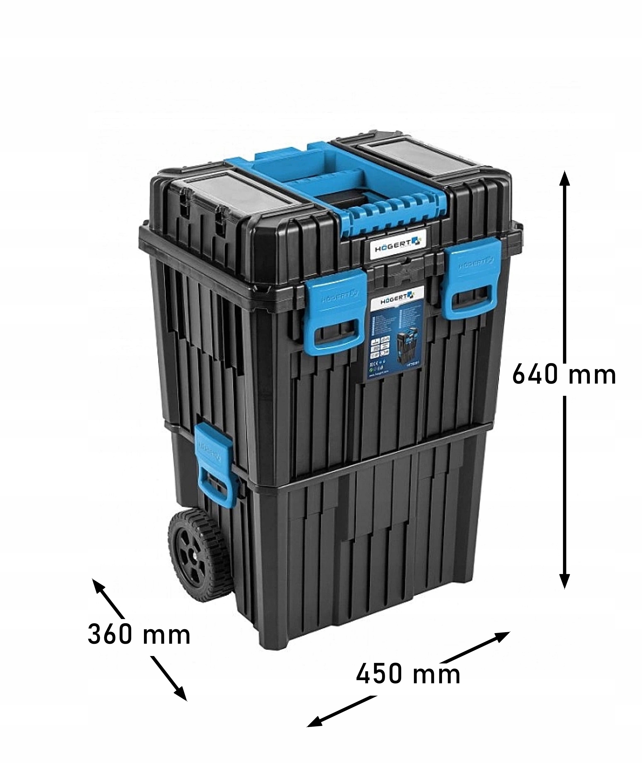 Mobilna Skrzynka Wózek Narzędziowy 2 Modułowy Na Kołach 2-częściowa Hoegert Długość 45 cm