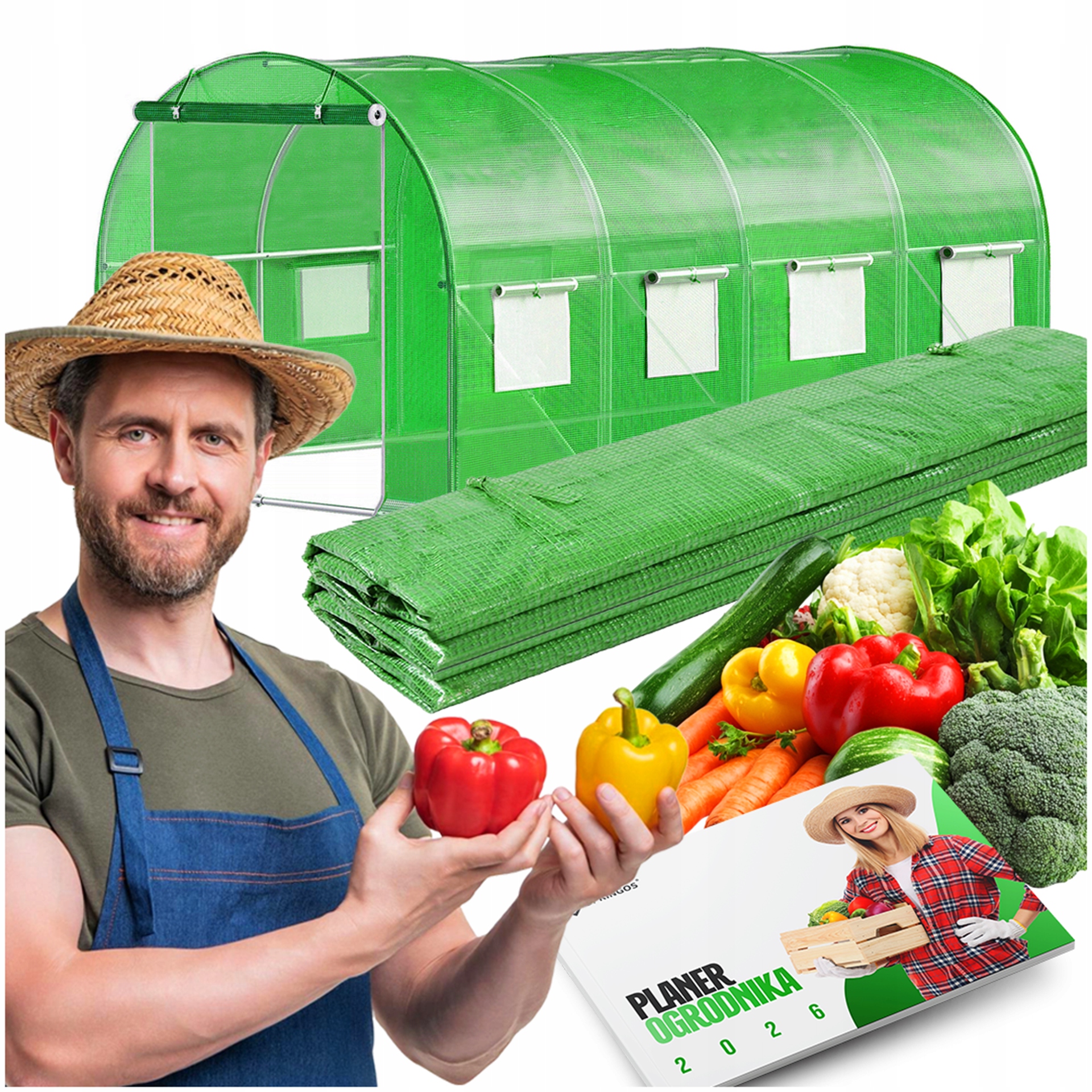 Tunel Foliowy Ogrodowy Szklarnia 4,5x2x2m Folia 9m² Foliak UV-4 Premium