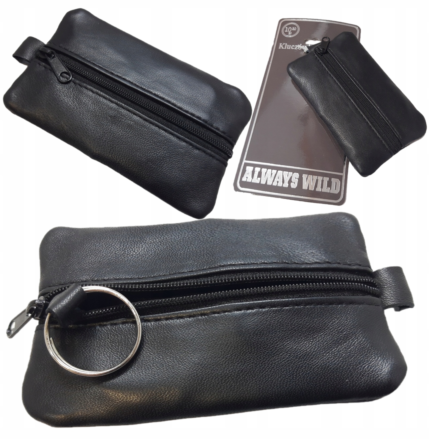 Etui Skórzane Portfel Na Klucze Kluczyk Samochodowy 1 Kieszeń Na Zamek