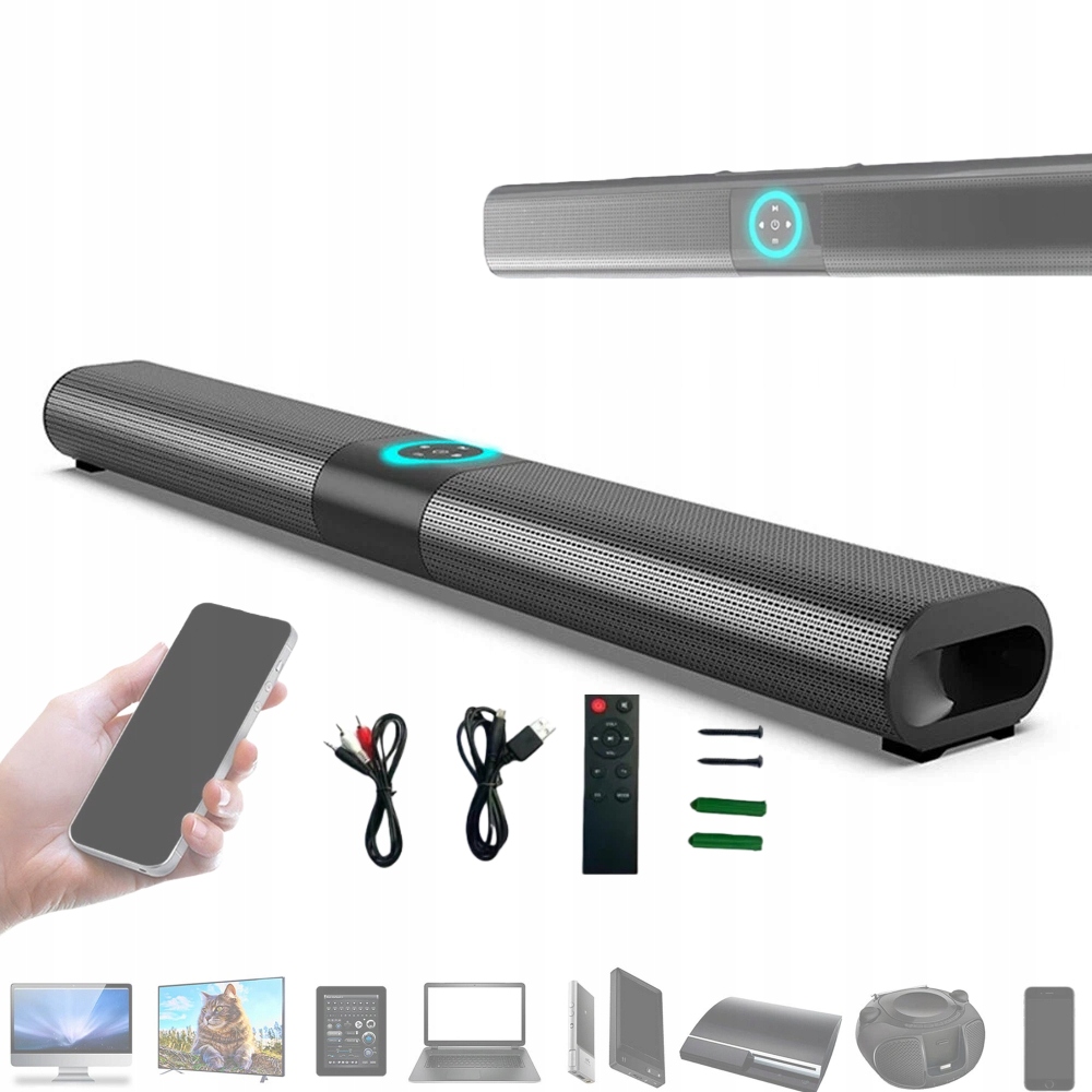 MOCNY RGB SOUNDBAR BLUETOOTH GŁOŚNIK 5.0 USB HDMI TELEWIZOR ZESTAW