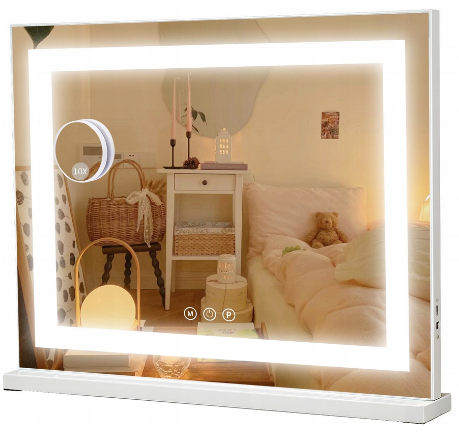 Fenchilin Zrcadlo Hollywood s osvětlením, Usb port podsvícený 58X46