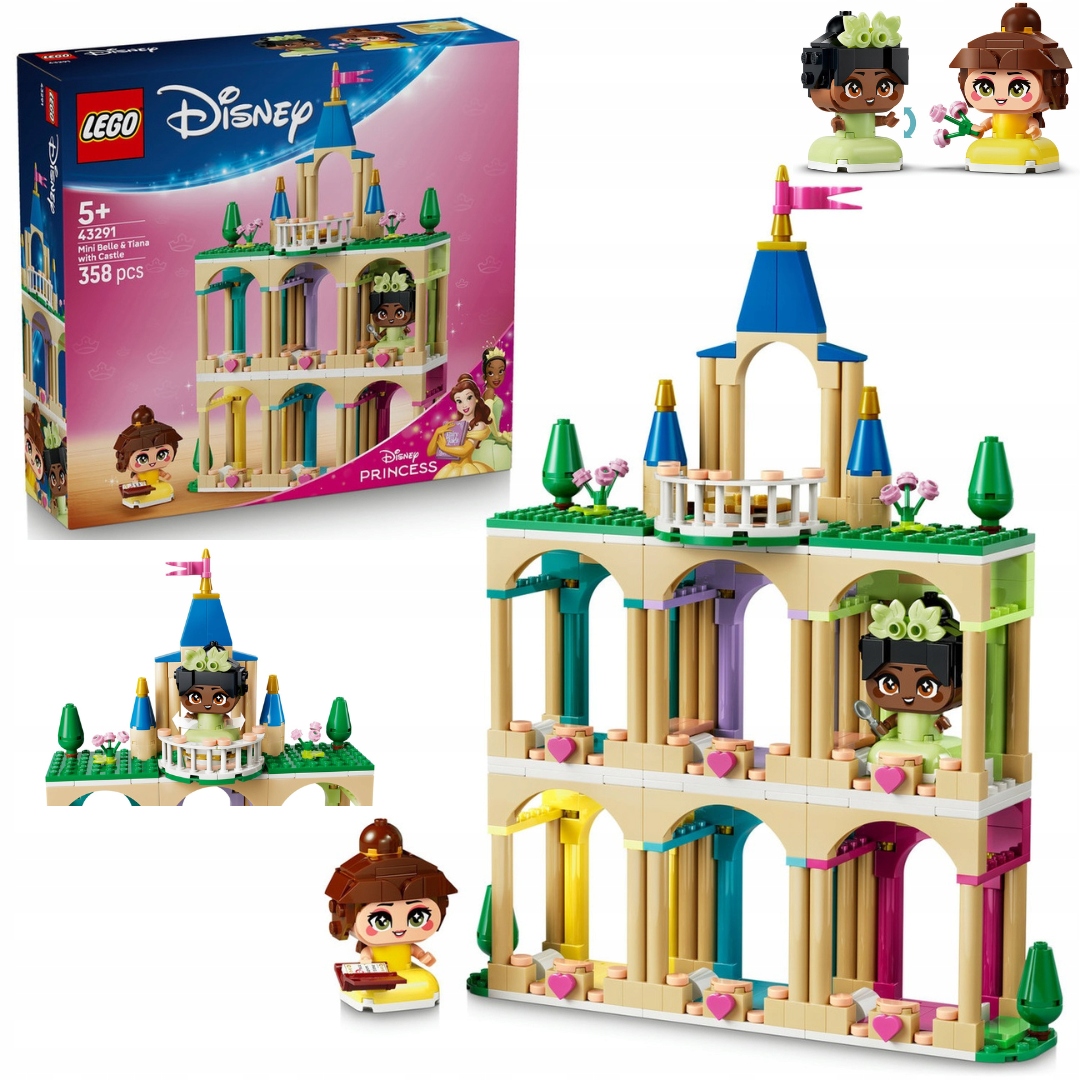 Lego 43291 Disney Malá Bella a Tiana se zámkem Sada s kostkovým zámkem