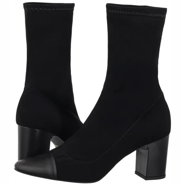 Dámské Kožené Boty Kotníkové Boty na Podpatku Ryłko Černé I7VG9_T1 _UV9