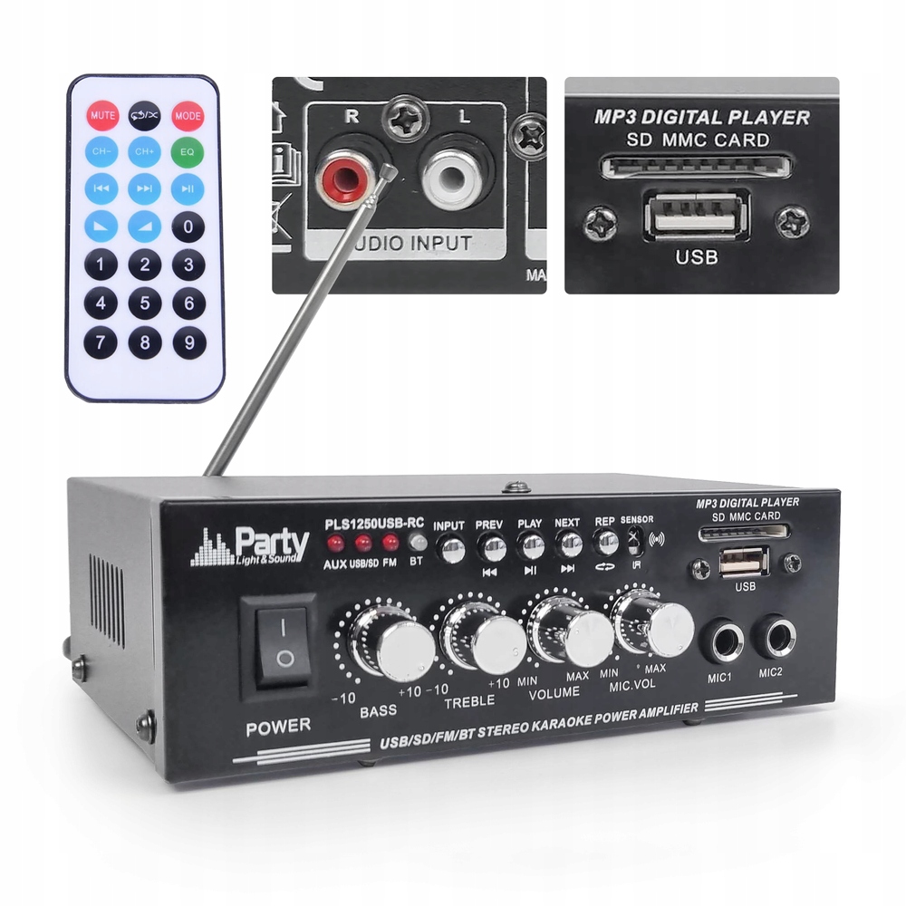 

Wzmacniacz Karaoke Usb Sd Bluetooth Fm 2x MIC