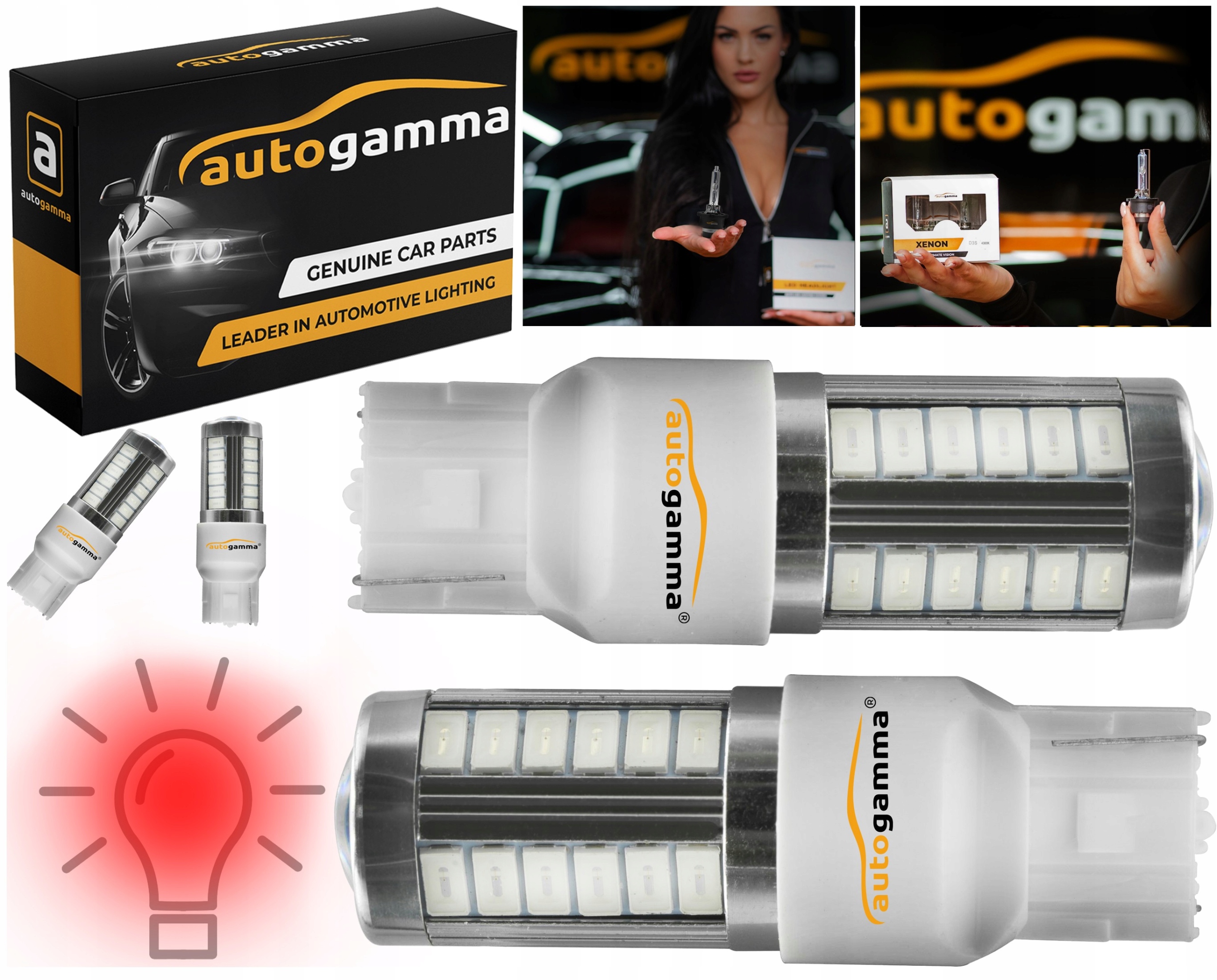 Żarówka W21/5W WY21/5W Led 7440 Mocna Czerwona Przeciwmgielna 2 szt