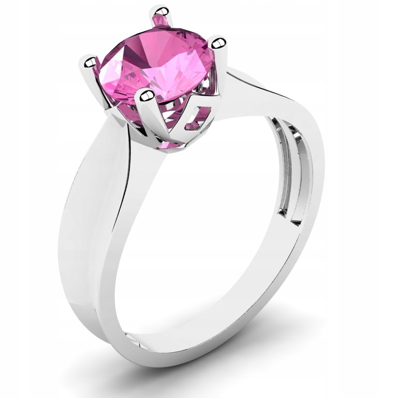 

Pierścionek Z Białego Złota Z Różową Cyrkonią