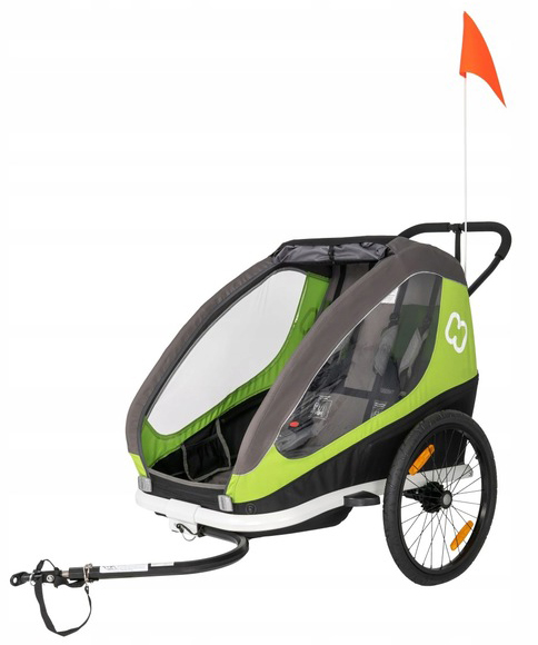 Przyczepka rowerowa dla dzieci Hamax Traveller Twin zielono-szara wózek