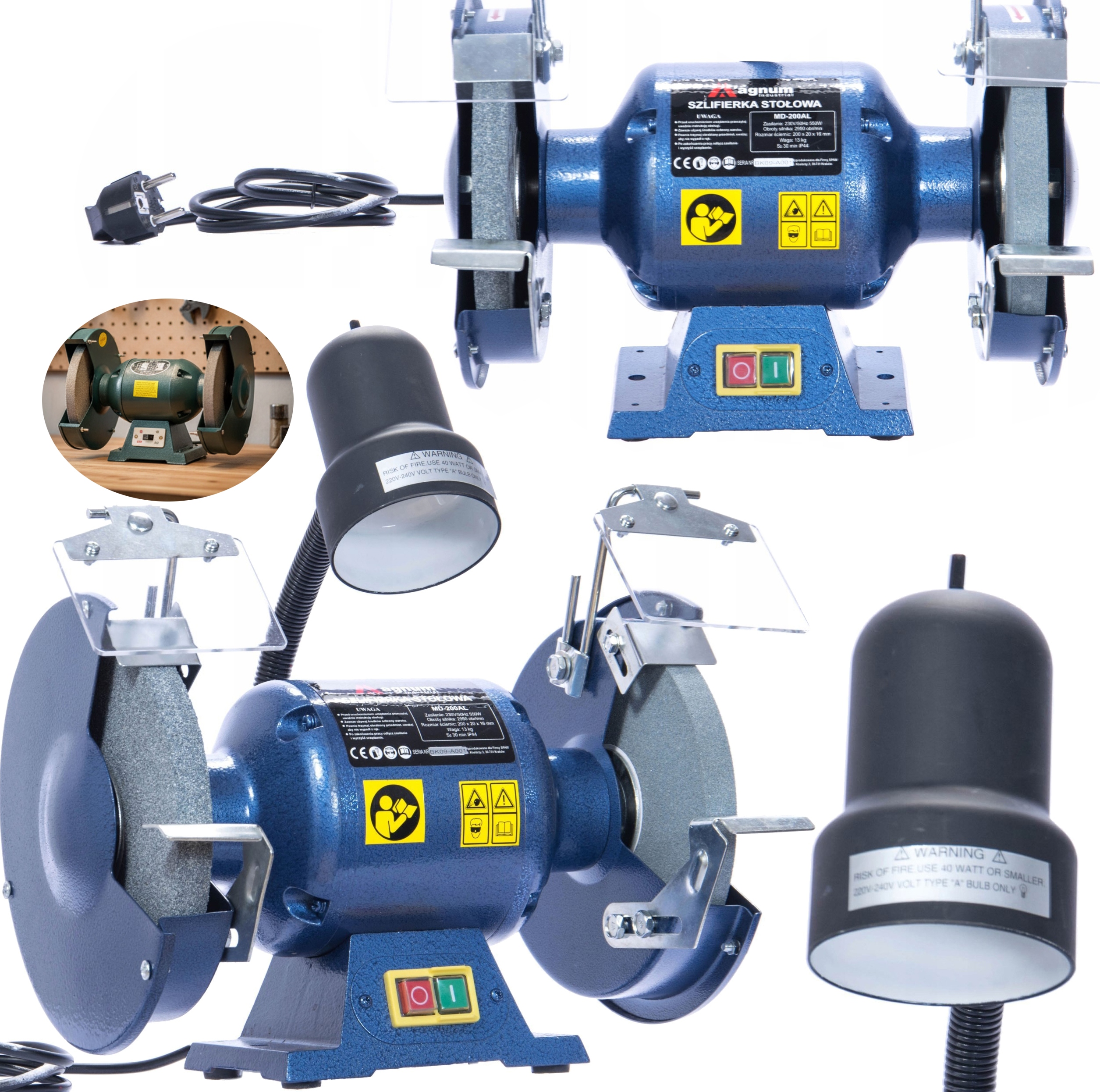 Profesionální Stolní Bruska Magnum, Lampa 150 MM 375 W Profi 230 V