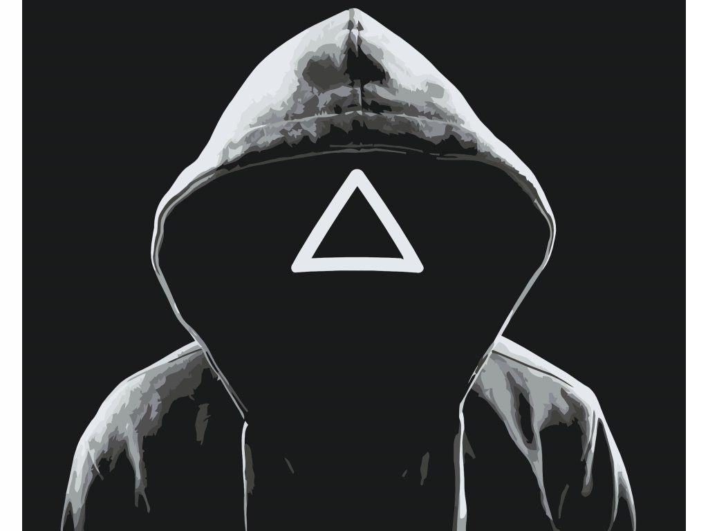 Diamantová výšivka Squid Game Seriál Maska Portrét Postava Trojúhelník Velký 60x80cm