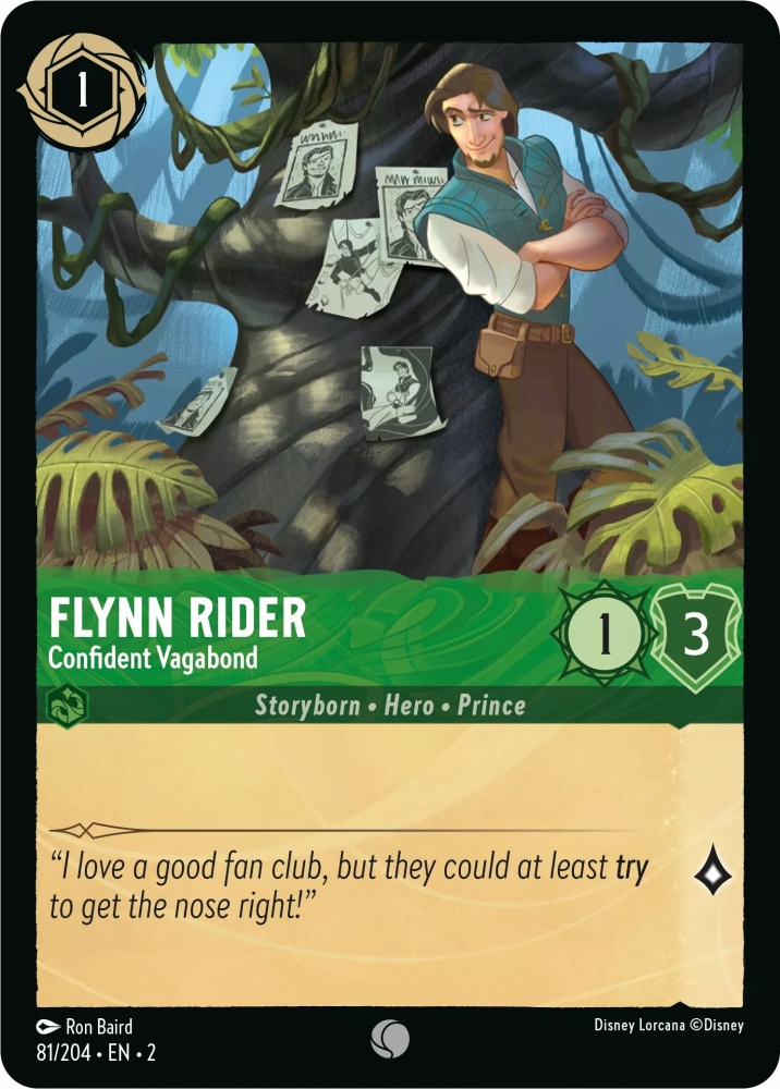 Disney Lorcana Flynn Rider, Confident Vagabond 2ROF #81