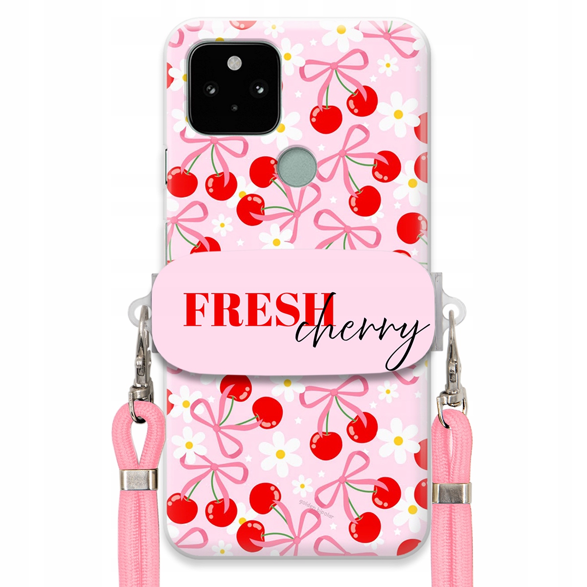 Puzdro pre Google Pixel 5A Case Držiak šnúrok Ružový Fresh Cherry Kokardy
