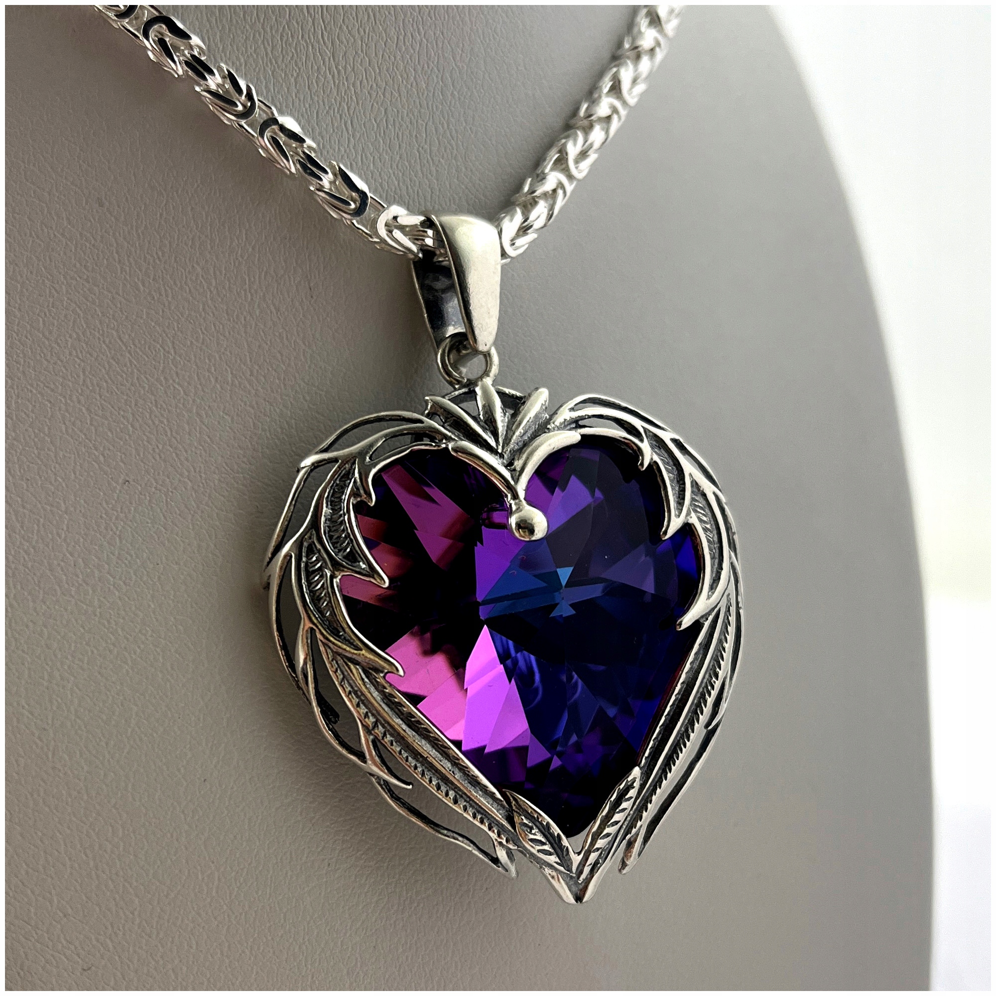 Stříbrný Řetízek Dámská Královská Vazba 45 cm/2,8 mm Křišťálové Srdce 925