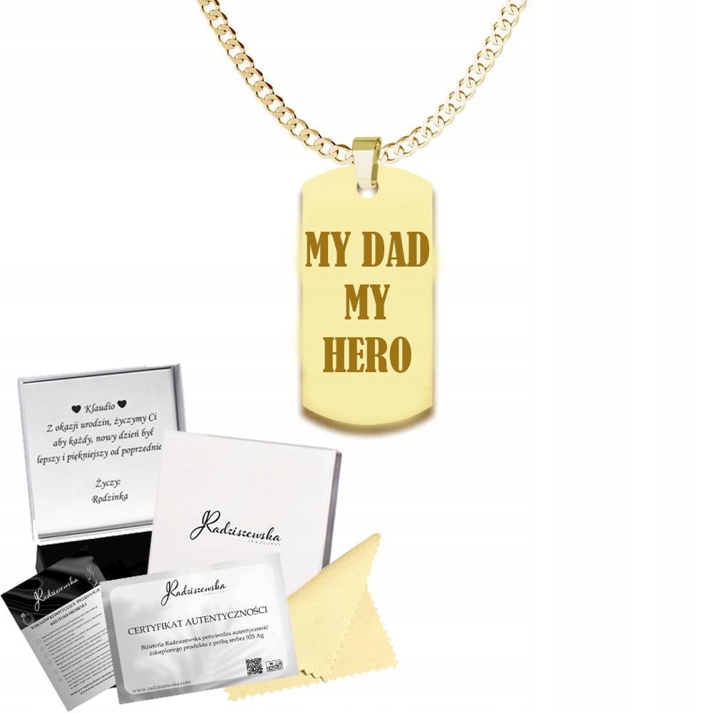 Zlatý Řetízek Vojenská Známka Pancíř Stříbro 925 Den otců Gravírování Zdarma
