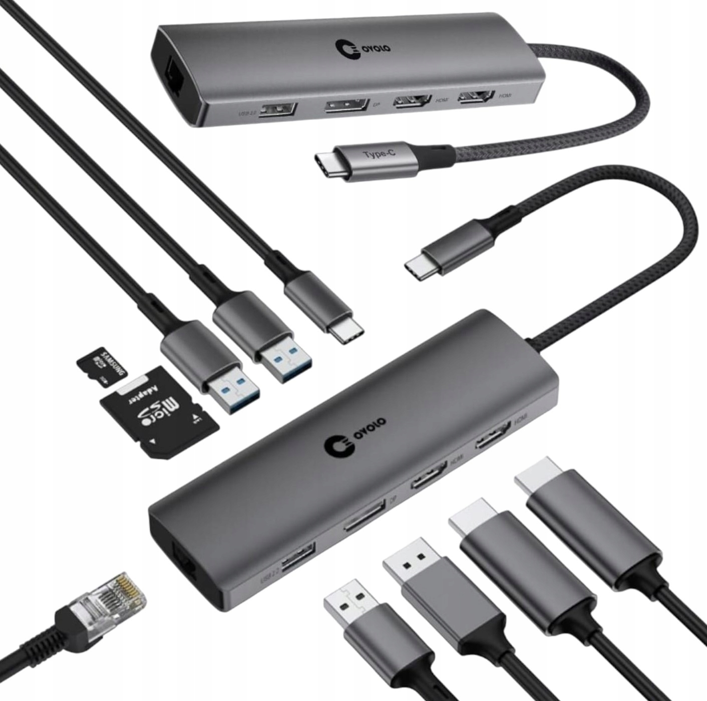 Více portů a nabíjení 100 W jedním kabelem 2 monitory Gigabyte Hub Usb-c