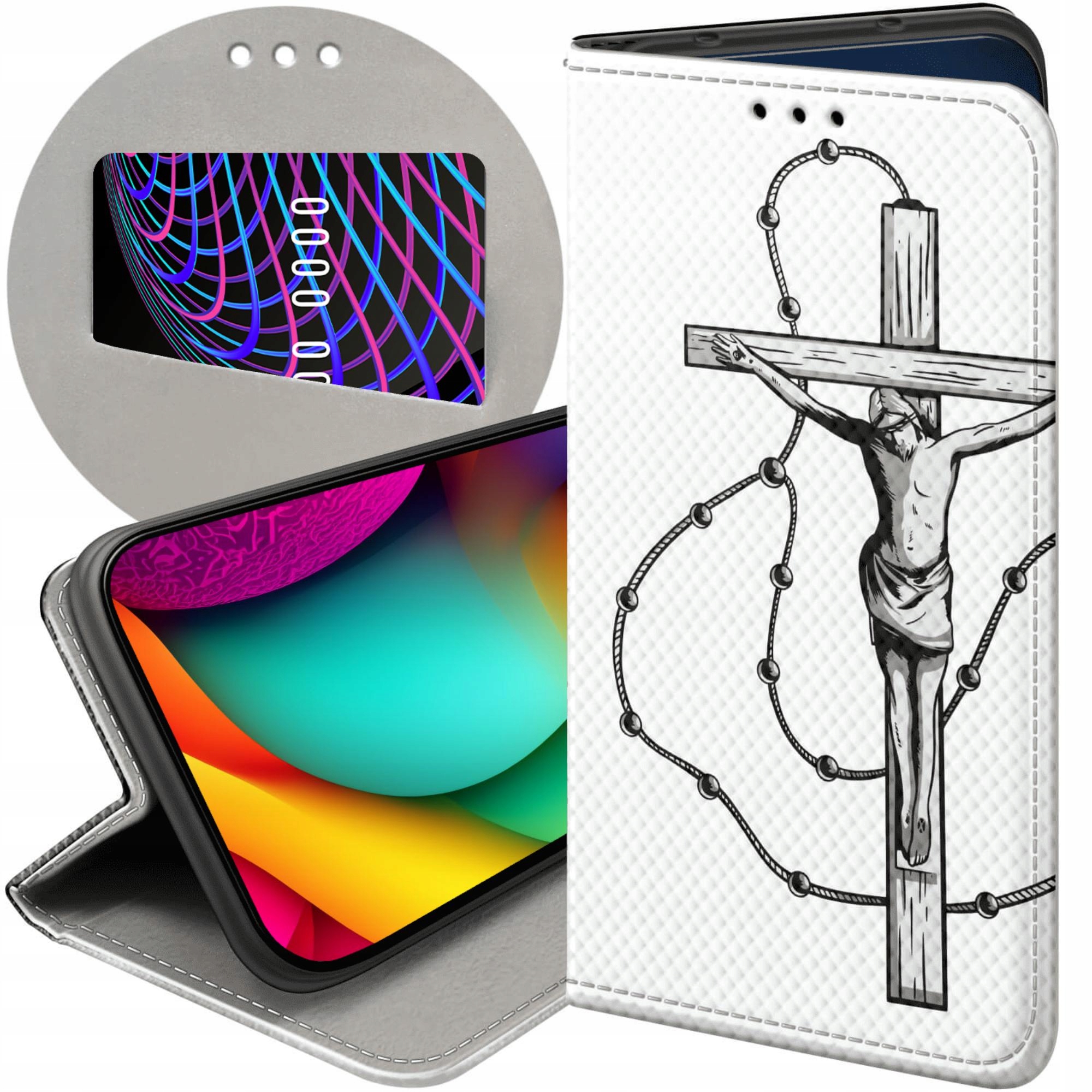 Etui Z Klapką Do Xiaomi Redmi A1 Jezus Krzyż Różaniec Bóg Futerał