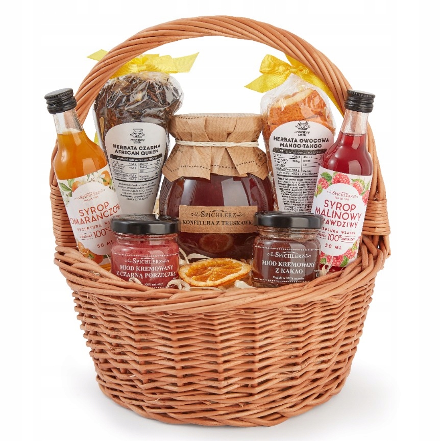 Levně Mini-box proutěný koš Na Dárek čaje medové sirupy Svatební Hostina Narozeniny