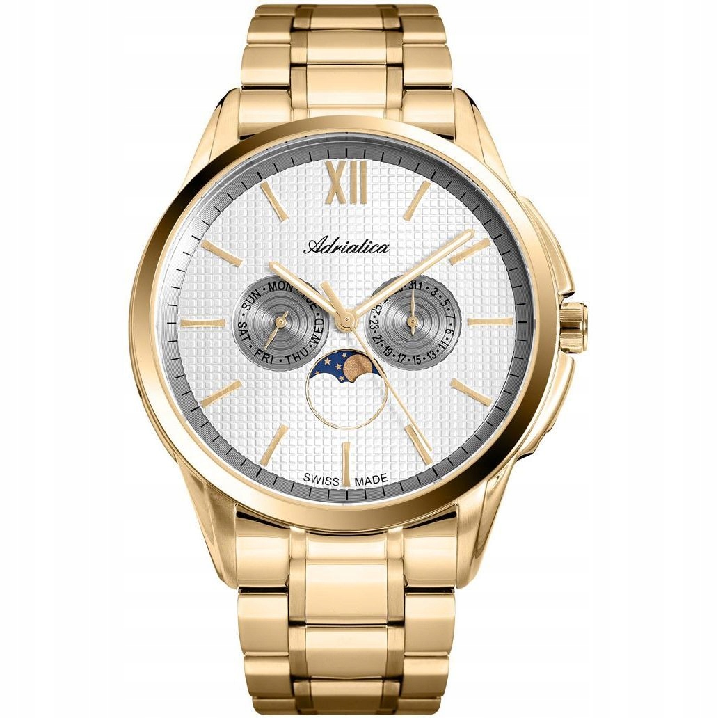 Zlaté pánské hodinky Adriatica Multifunction A8283.1163QF