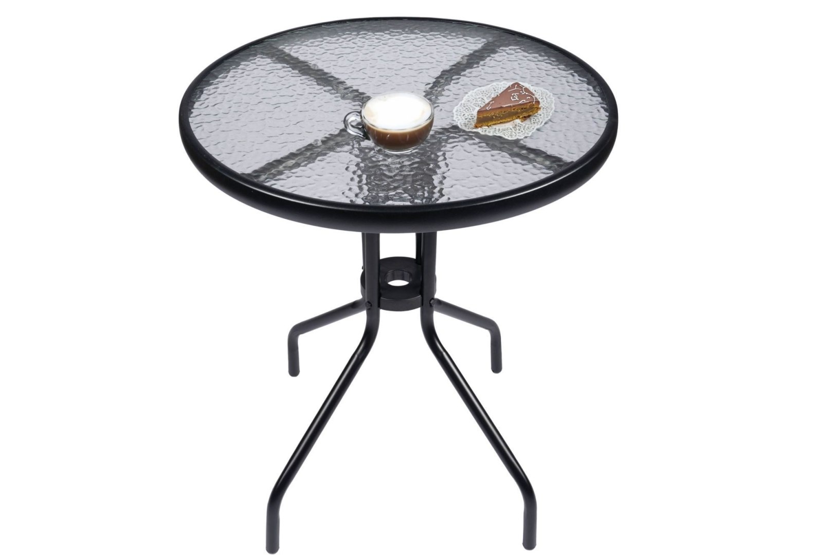 Zahradní skleněný stolek Černý 60 cm Balkon Terasa Patio Metal