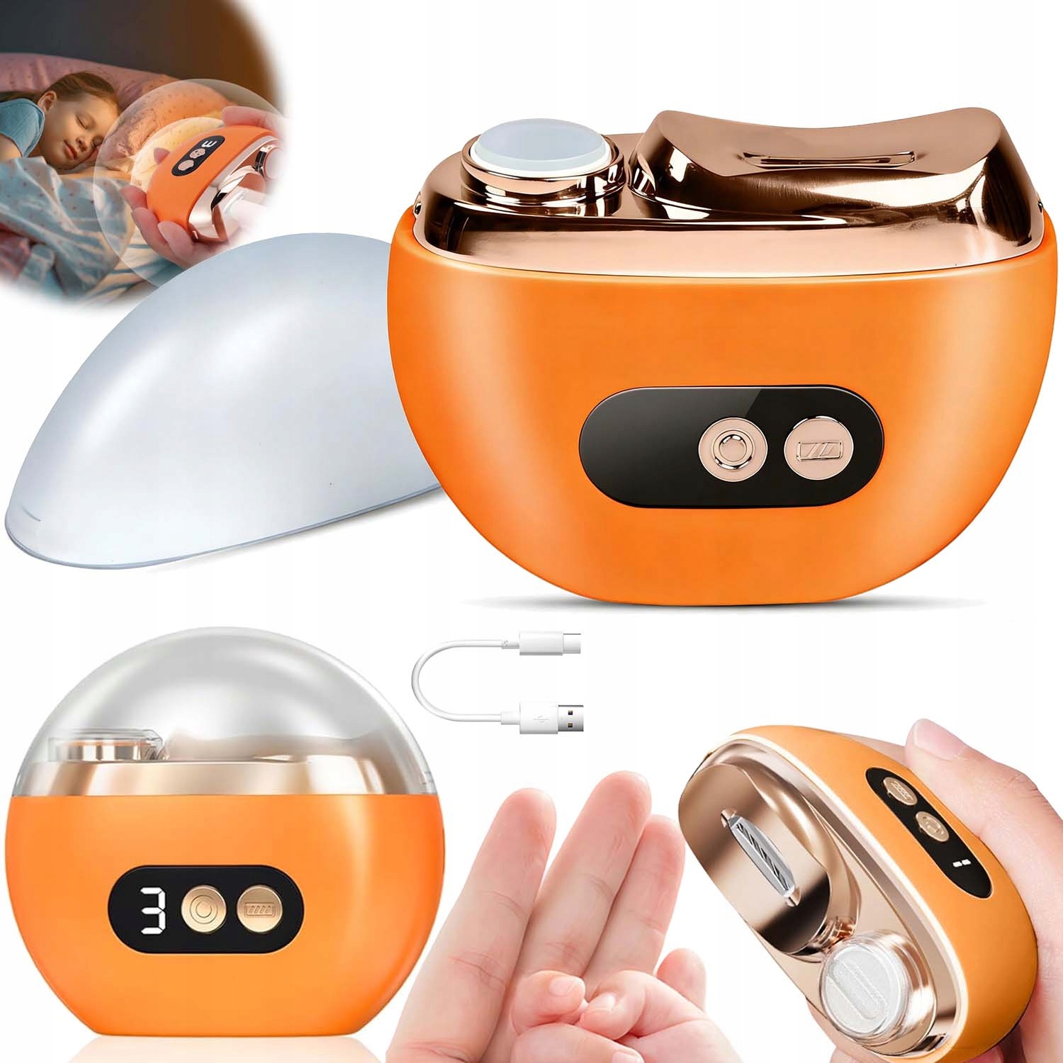 Elektrický Kleštičky Na Nehty S Led Usb 2 Rychlosti, Bez Baterií, Přenosné