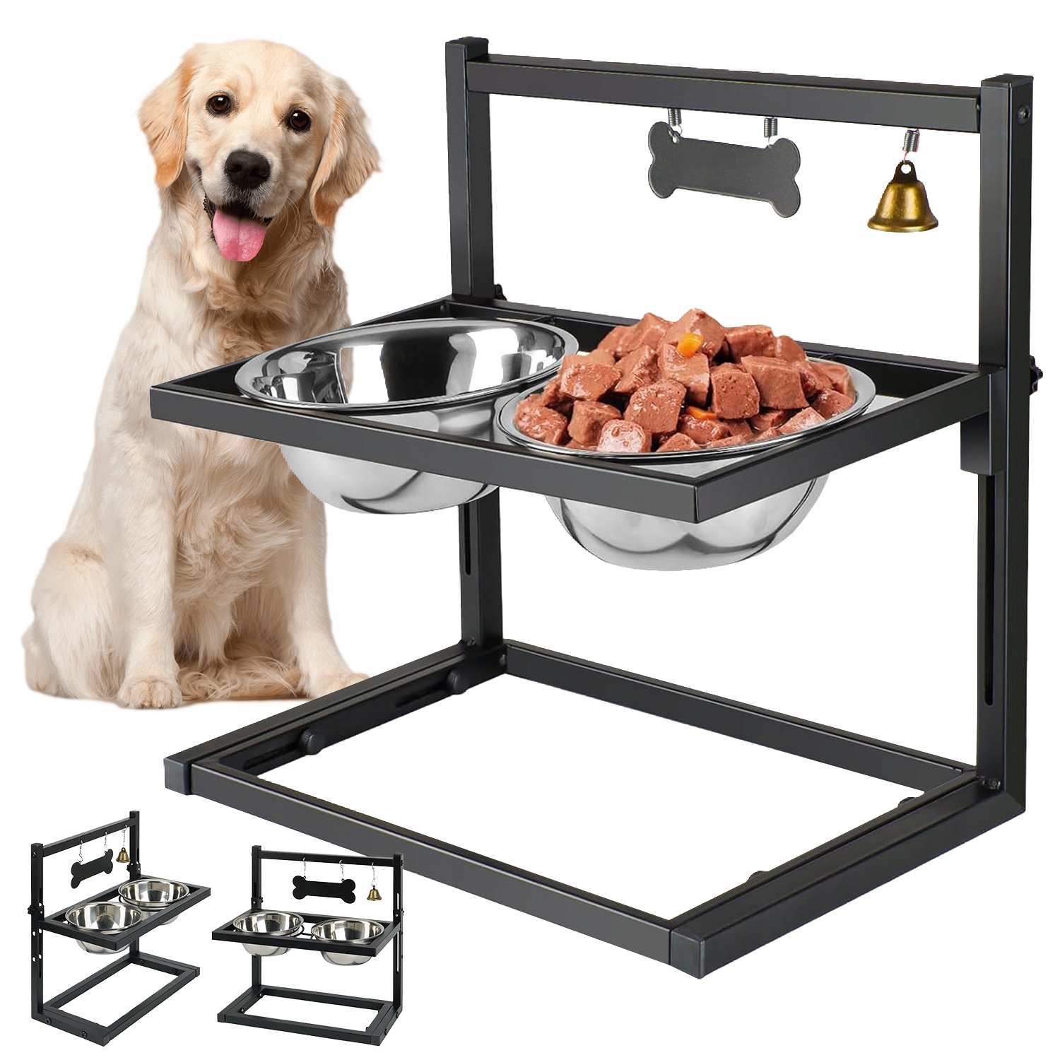Praktické Krmítko Pro Psy S Kovovým Stojánkem A Dvěma Miskami Na Jídlo