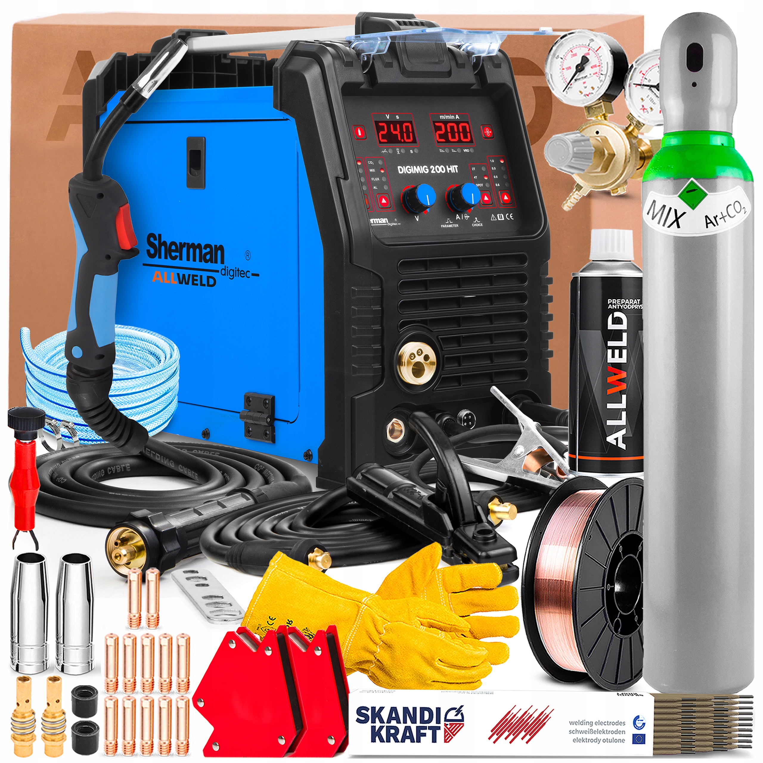 Spawarka Sherman Digimig 200 200A Synergia Mma Tig Lift Lutospawanie