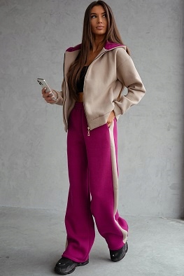 Teplý teplákovka s rozepínací mikinou Bavlněný dámský tepláková souprava 503