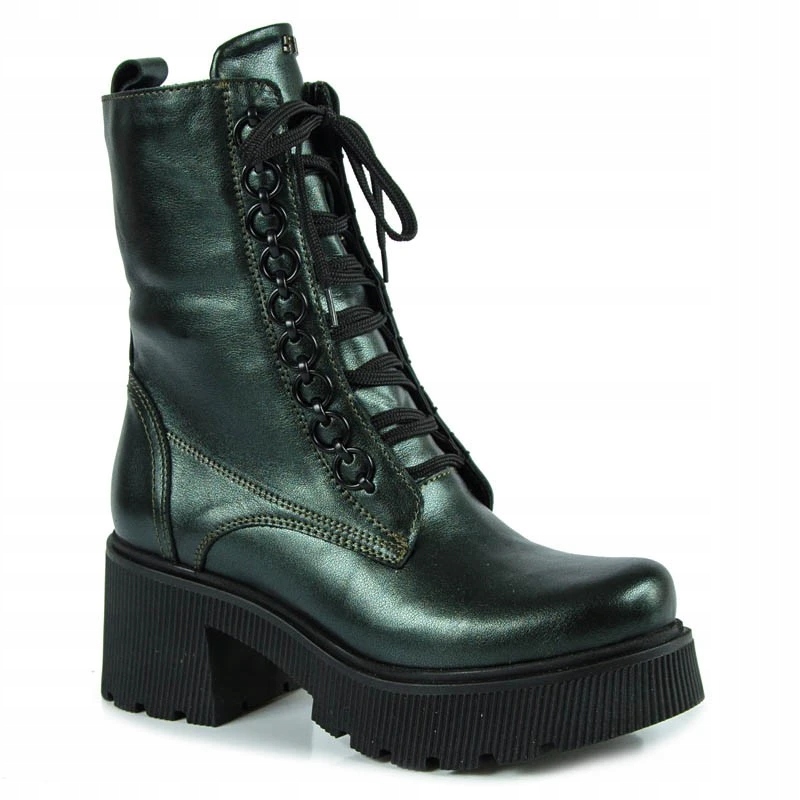 Simen 6596A Kotníkové Boty Workery Kůže Zelené 39