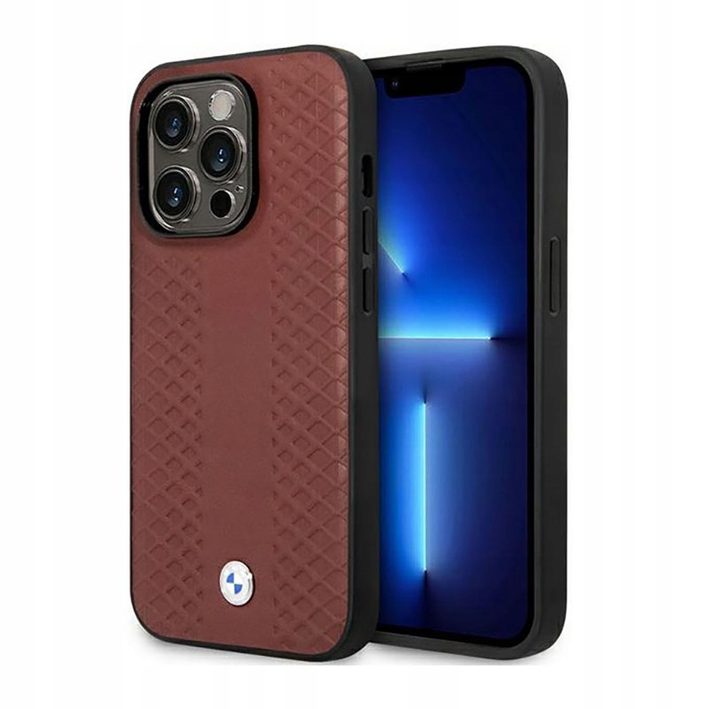 Kožený kryt Bmw s diamantovým vzorem iPhone 14 Pro Pouzdro