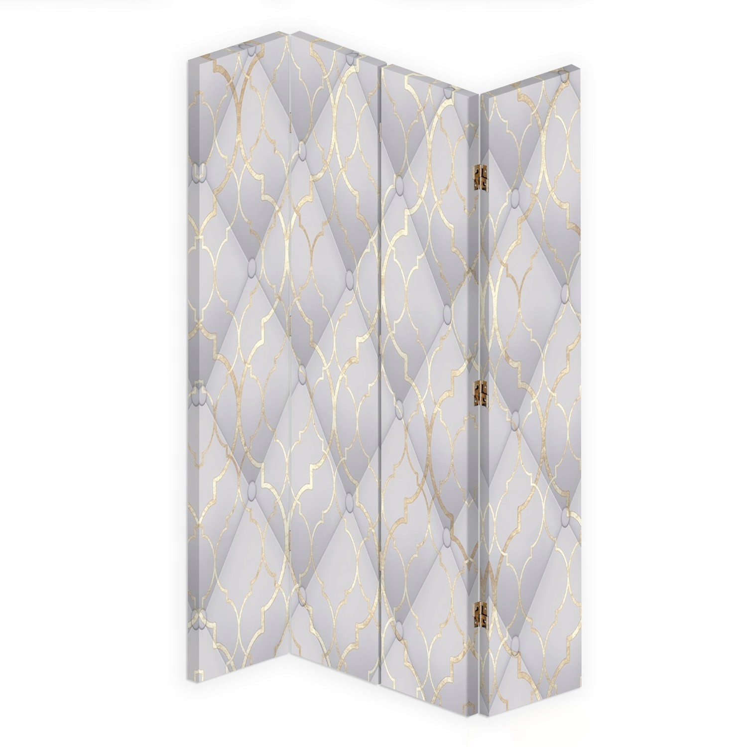 Paraván oboustranný otočný, Marocký jetel v šedé barvě 145x170