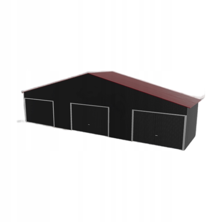 Plechová garáž 12x3 m třípolohová, dvoupolohová, černá