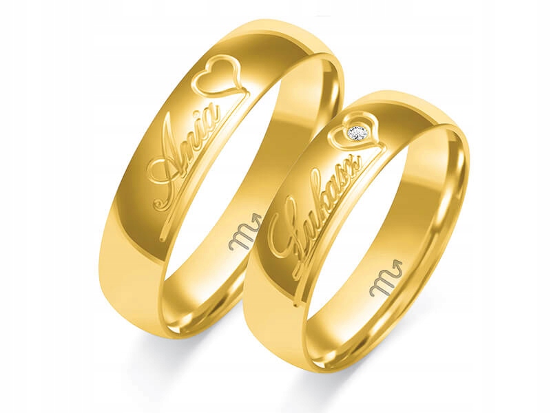 

Obrączki złote ślubne z diamentem 333 roz 17 18 19