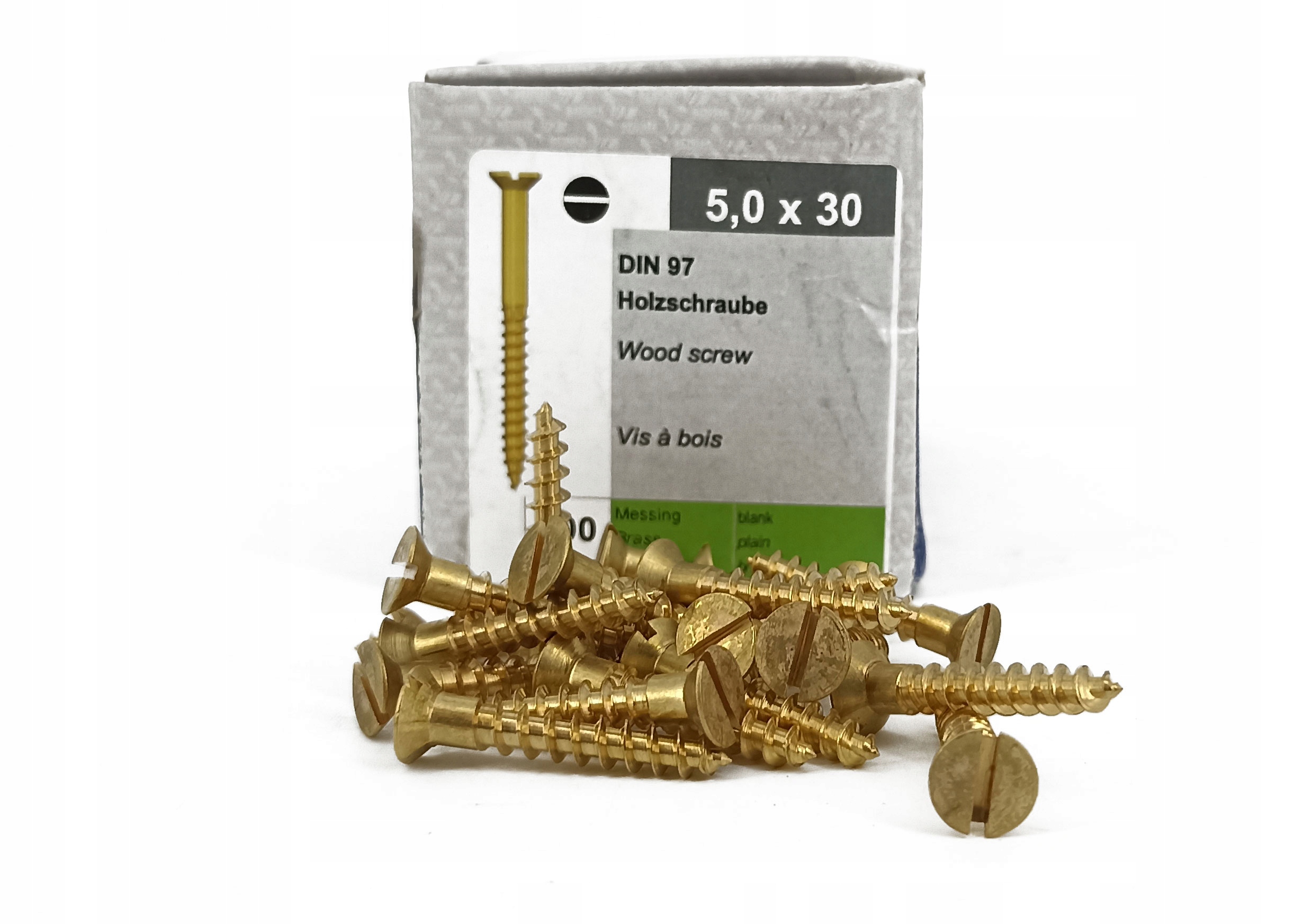 Wkręty mosiądz Reisser 5,0x30, łeb stożkowy DIN 97