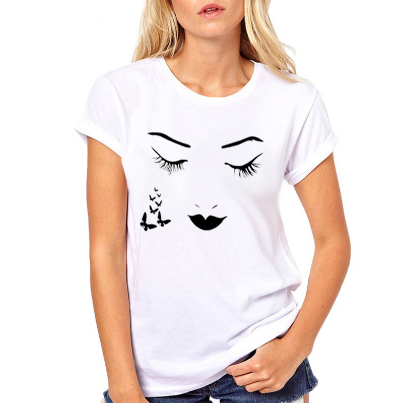 

T-shirt Koszulka Damska Z Nadrukiem Twarz S